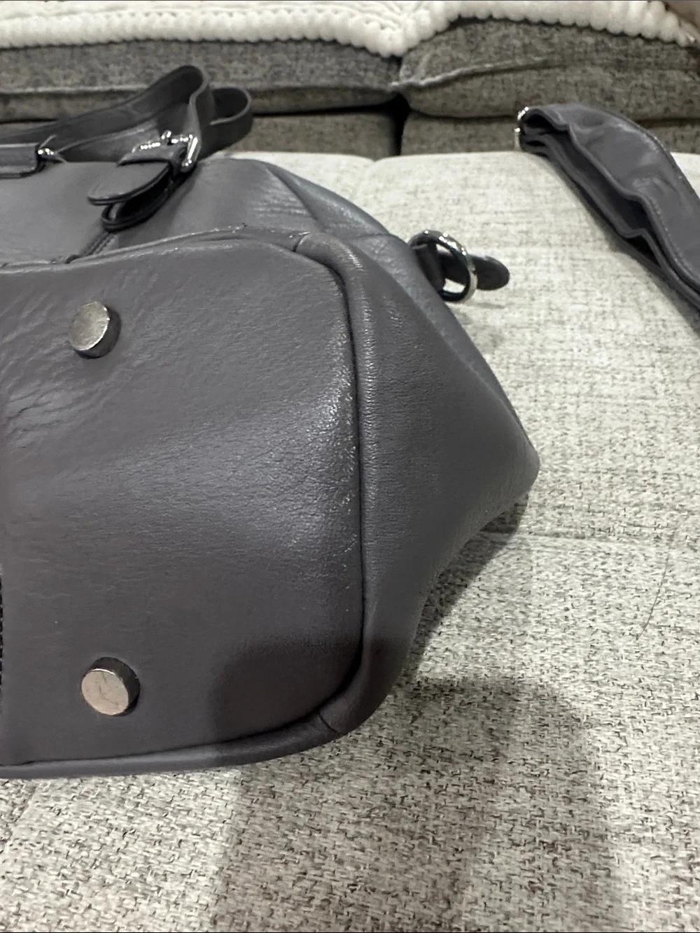 Lily Jade Rosie Gray Leather Baby Bag Tote with Tassel Accent